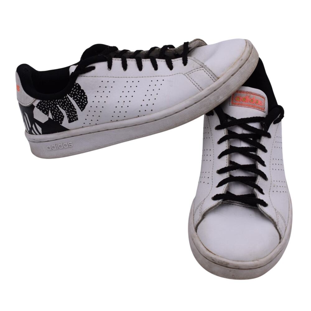 ADIDAS Advantage Graphic Black & White Sneakers - Lace Up Low Top - Womens Sz 7
